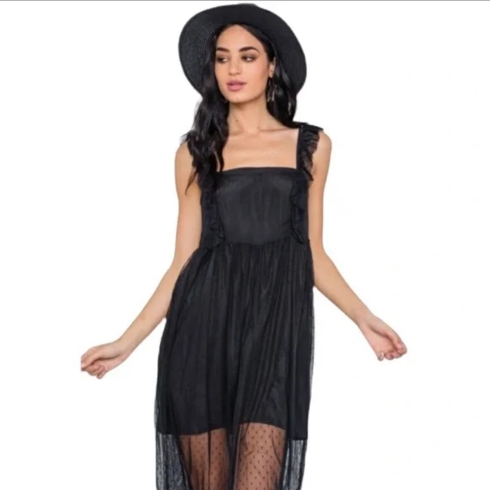 NWT Maeve Anthropologie Black Swiss Dot Netted Dress